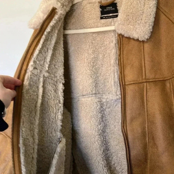 Urban Outfitters Aviator Faux Leather Plush Shearling Bomber Jacket - Picture 5 of 10